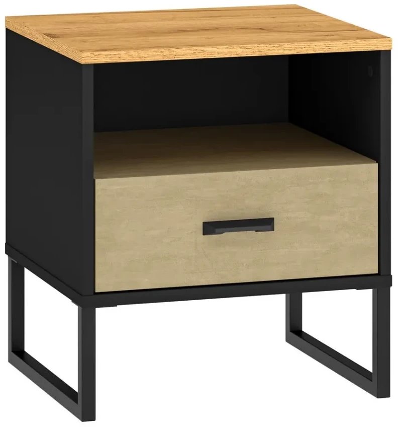 Szafka nocna młodzieżowa COLT 08 dąb złoty craft/czarna ML MEBLE