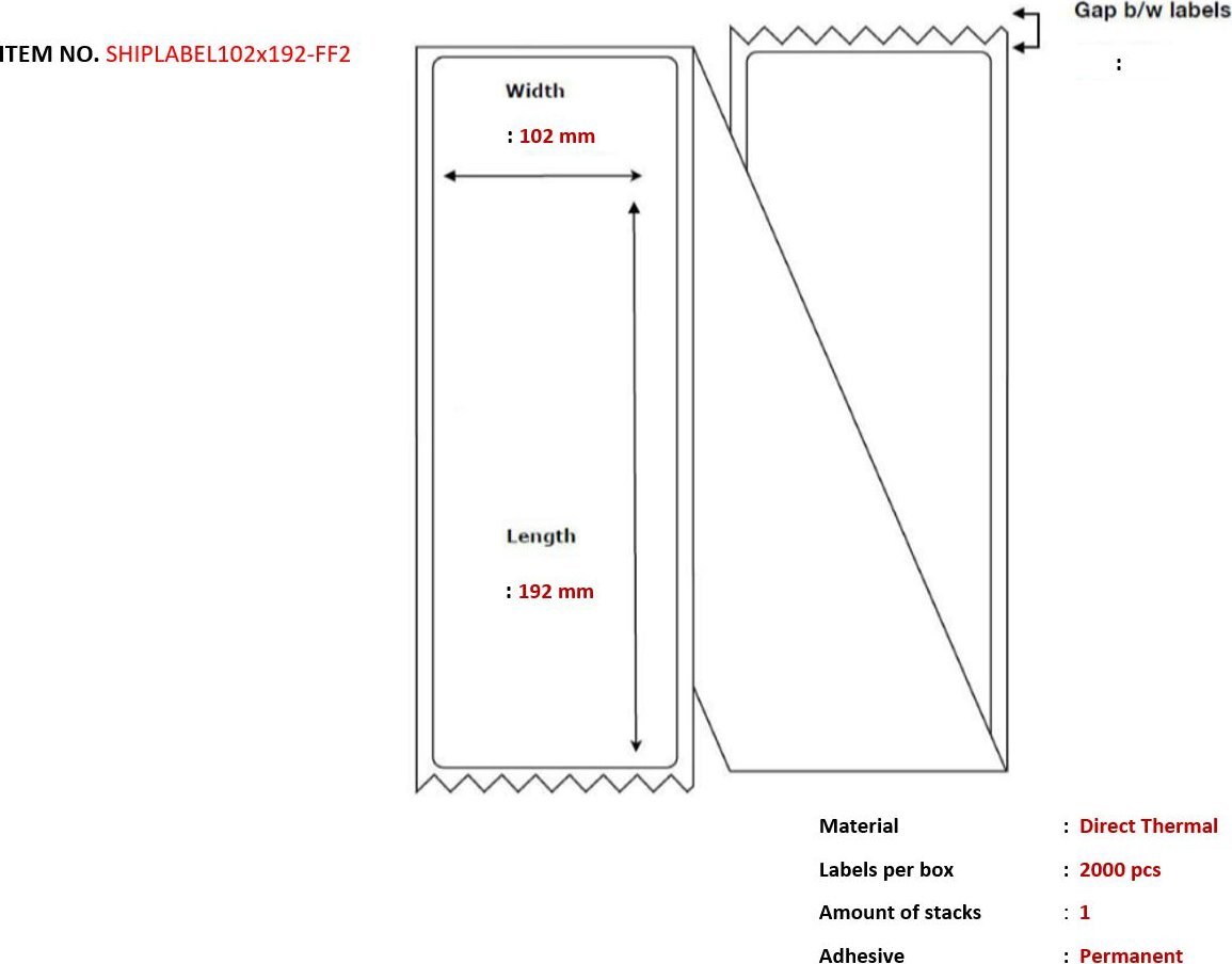 Capture Capture SHIPLABEL102X192-FF2 etykiet do nadruku