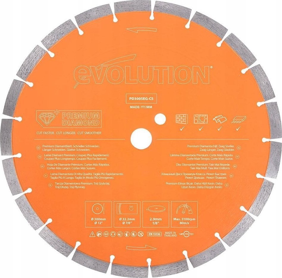 Evolution Tarcza diamentowa segmentowa Evolution PD300SEG-CS 300mm PREMIUM