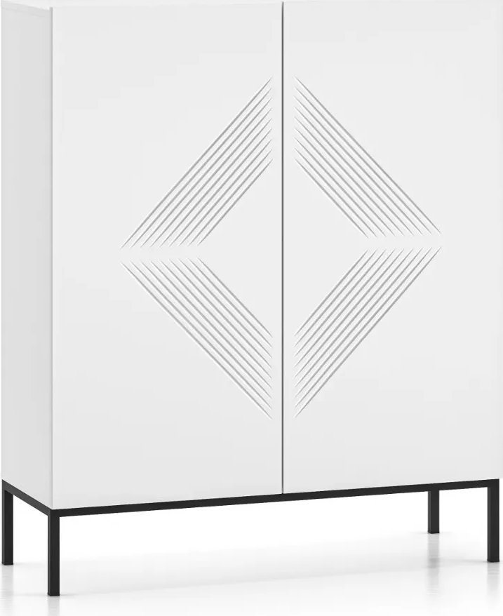 ML Meble Komoda wysoka KLARA 2D biały mat z podstawą ML MEBLE