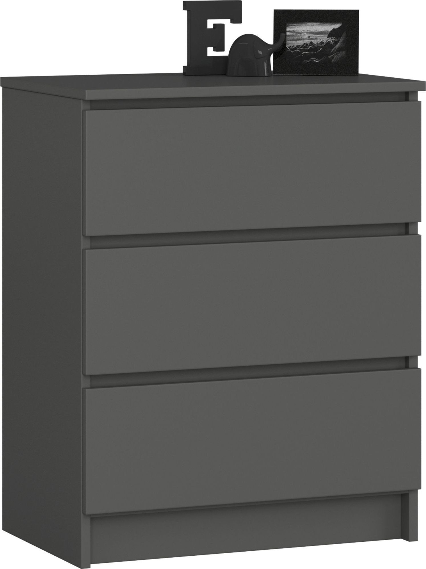 Fabryka Mebli Akord Komoda do salonu K 60 cm 3 szuflady - grafit szary