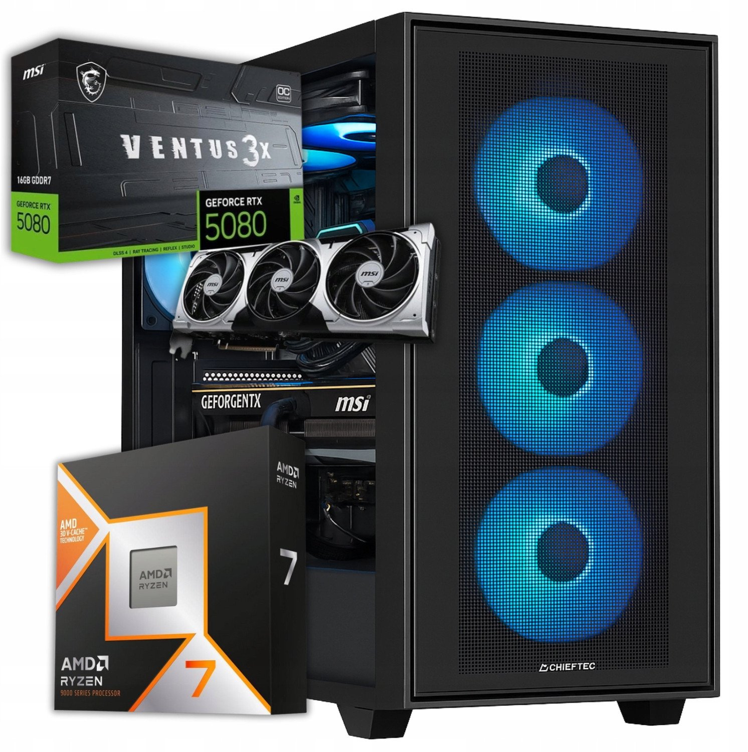 Komputer BSG Raptor V32 AMD Ryzen 7 NVIDIA GeForce RTX 5080 32GB DDR5 1000GB SSD Windows 11