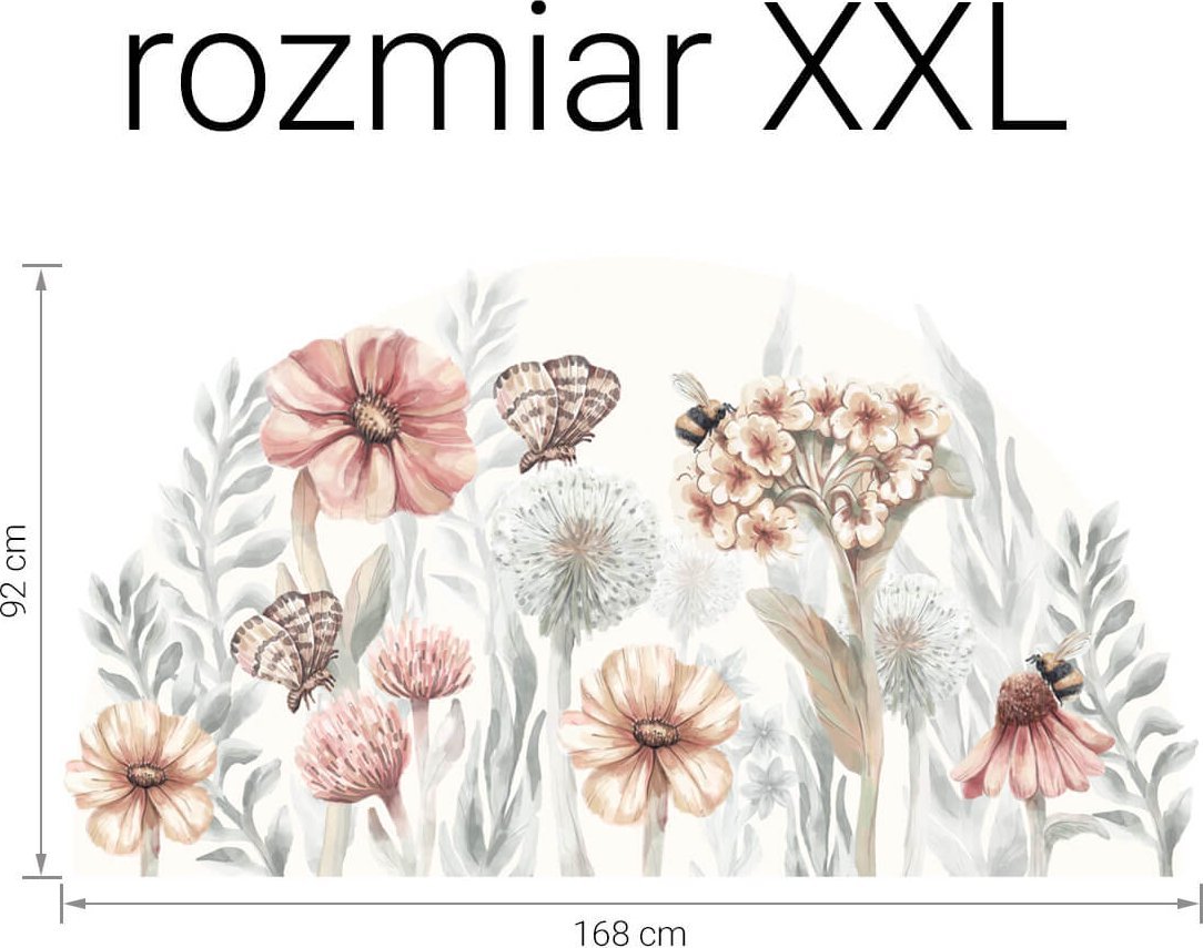 Pastelowe Love Polne Kwiaty XXL - naklejka na ścianę