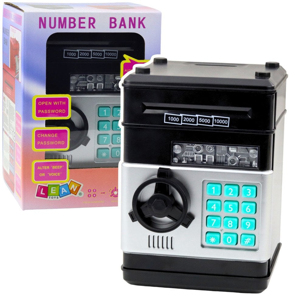 Bankomat Sejf Skarbonka Światła Dźwięki Kod PIN Czarny