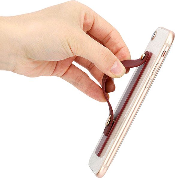 Hurtel Samoprzylepny uchwyt do telefonu na palec z suwakiem różowy Samoprzylepny uchwyt do telefonu na palec z suwakiem różowy