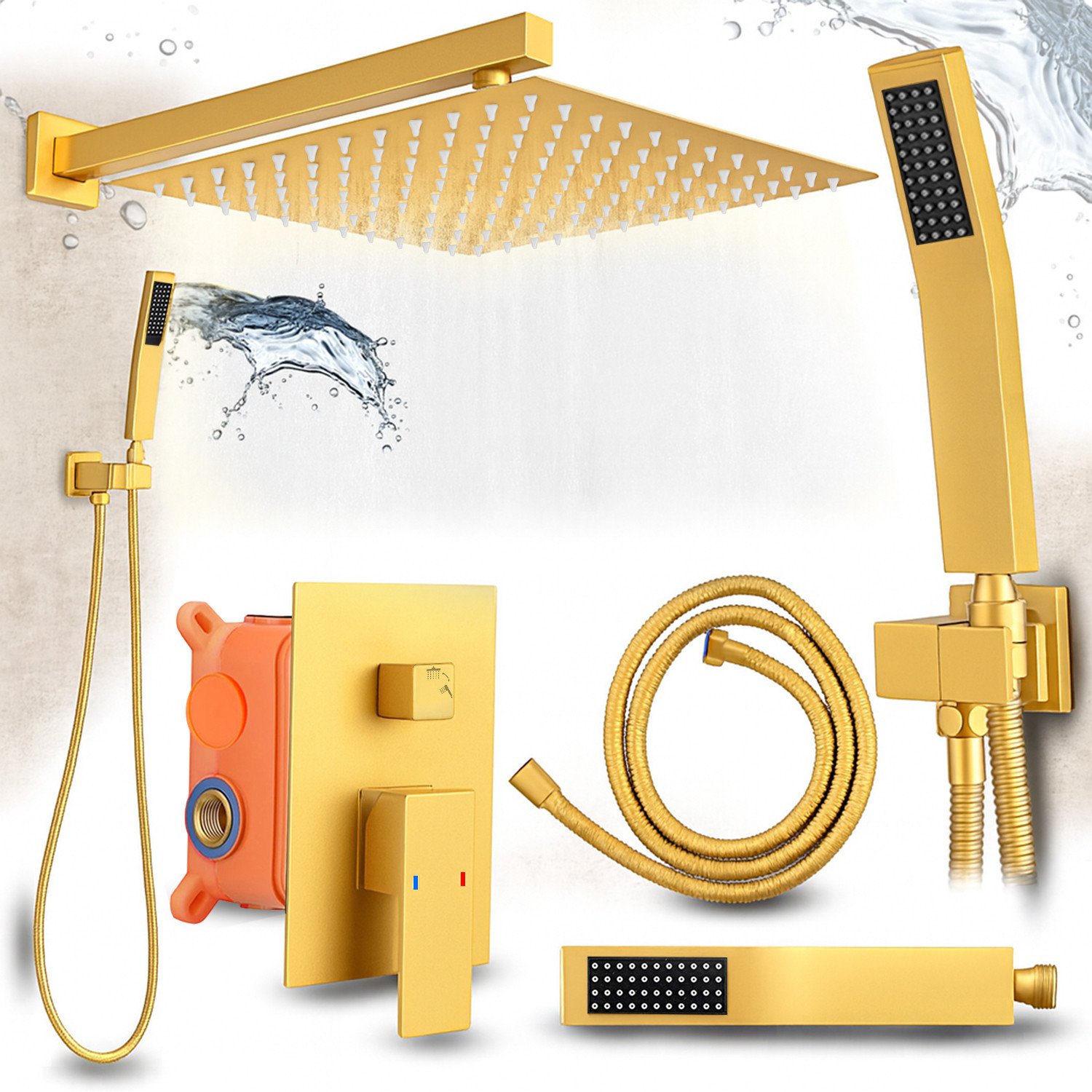 Zestaw prysznicowy podtynkowy Heckermann MS-25602 Złoty Kolumna prysznicowa