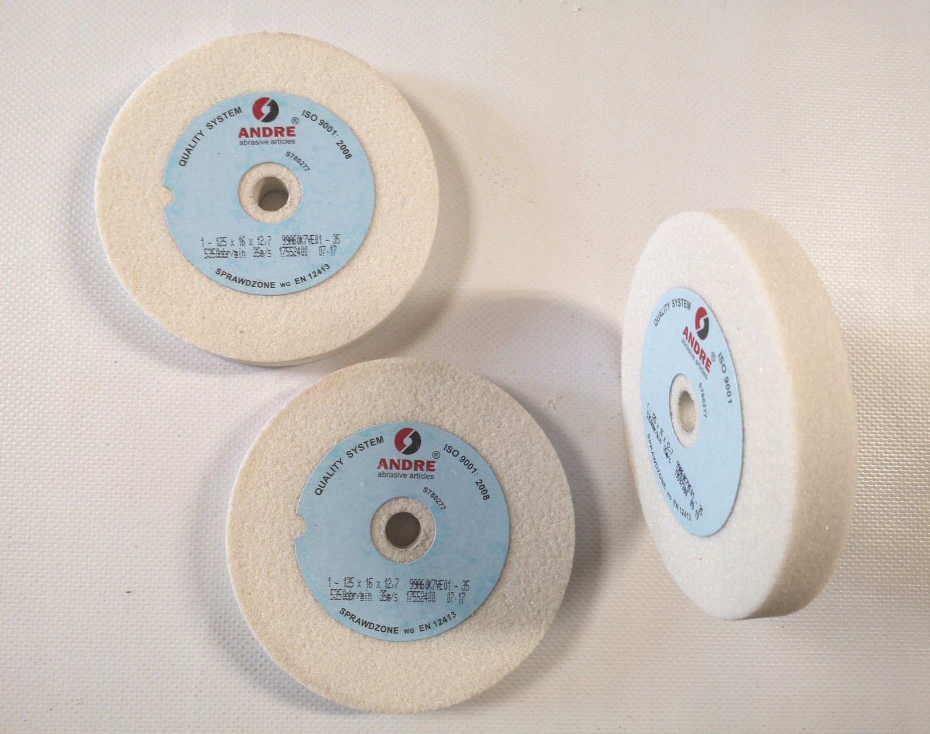 ANDRE ŚCIERNICA PŁASKA 125mm x 16mm x 12,7mm 99A60K7VE01-35 BIAŁA "TYP 1"