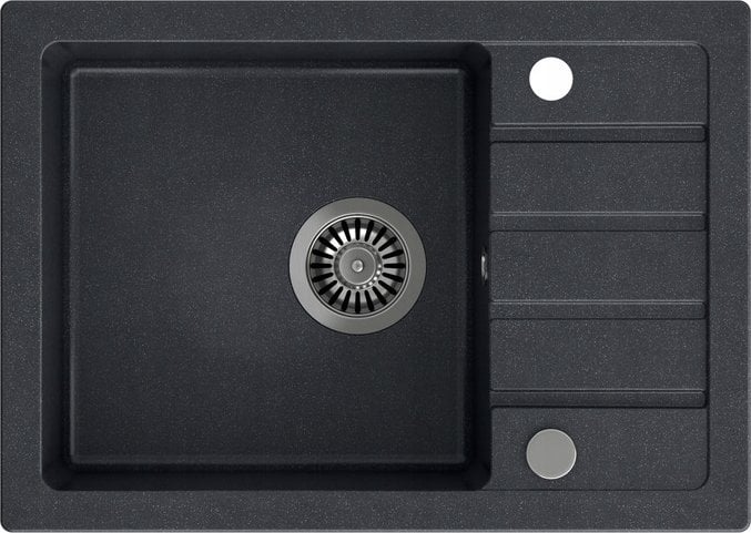 Zlewozmywak GraniteQ JERRY 116 zlewozmywak granitowy czarny (62x44x17,5) + syfon + zaślepka