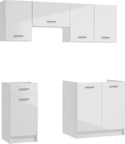 Deftrans Zestaw mebli kuchennych biały połysk 5 elementów 180 cm