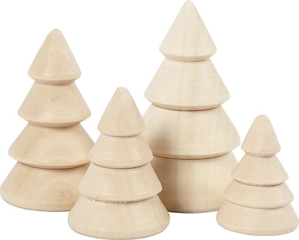 Choinki z drewna H: 3,3-6,3 cm 4 szt.