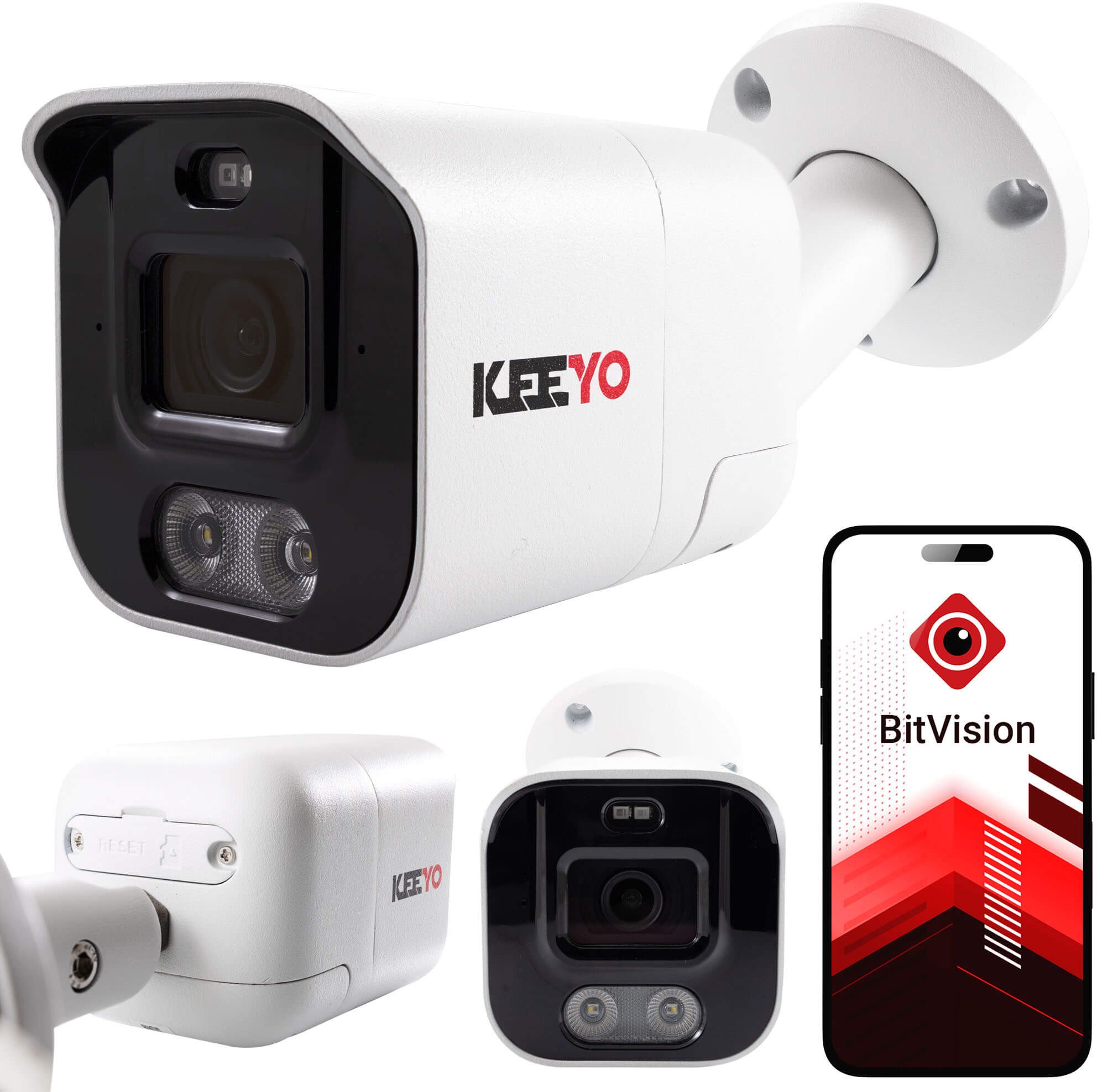 Kamera tubowa IP KEEYO LV-V-IP5M25TF-ADC 5Mpx, aktywne odstraszanie, hybrydowe doświetlenie IR/LED