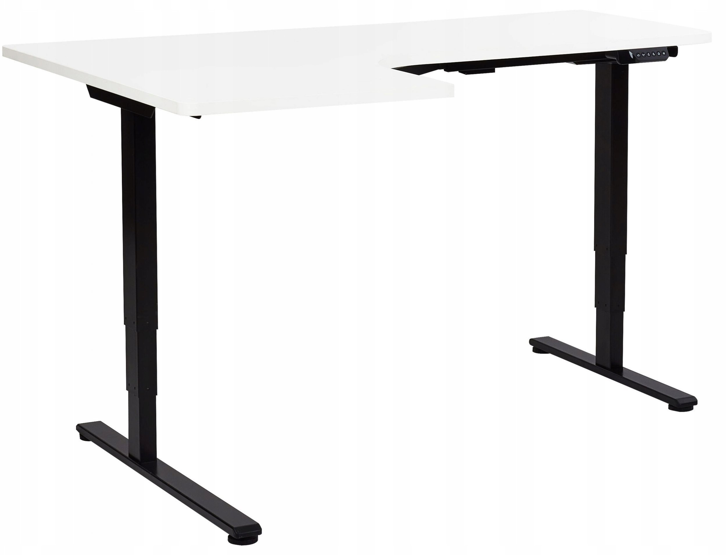 Biurko Beliani Biurko narożne lewe regulowane elektrycznie 160 x 59 cm czarno-białe DESTINES