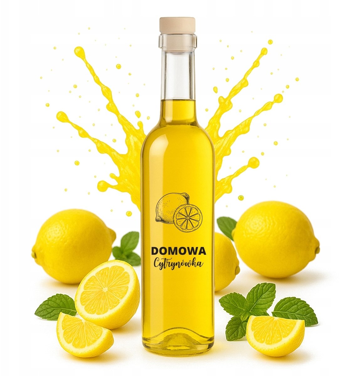 Butelka FUTURA 0,5L z NADRUKIEM DOMOWA CYTRYNÓWKA na alkohol sok nalewki
