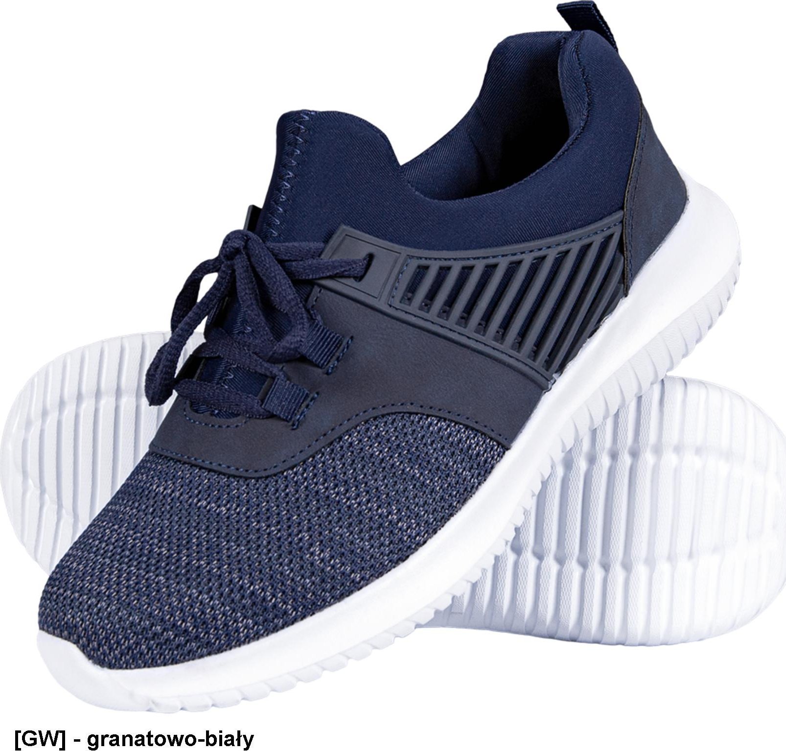 Grensho BSZAG - półbuty z materiału tekstylnego, sznurowane, podeszwa EVA, - granatowo-biały 41