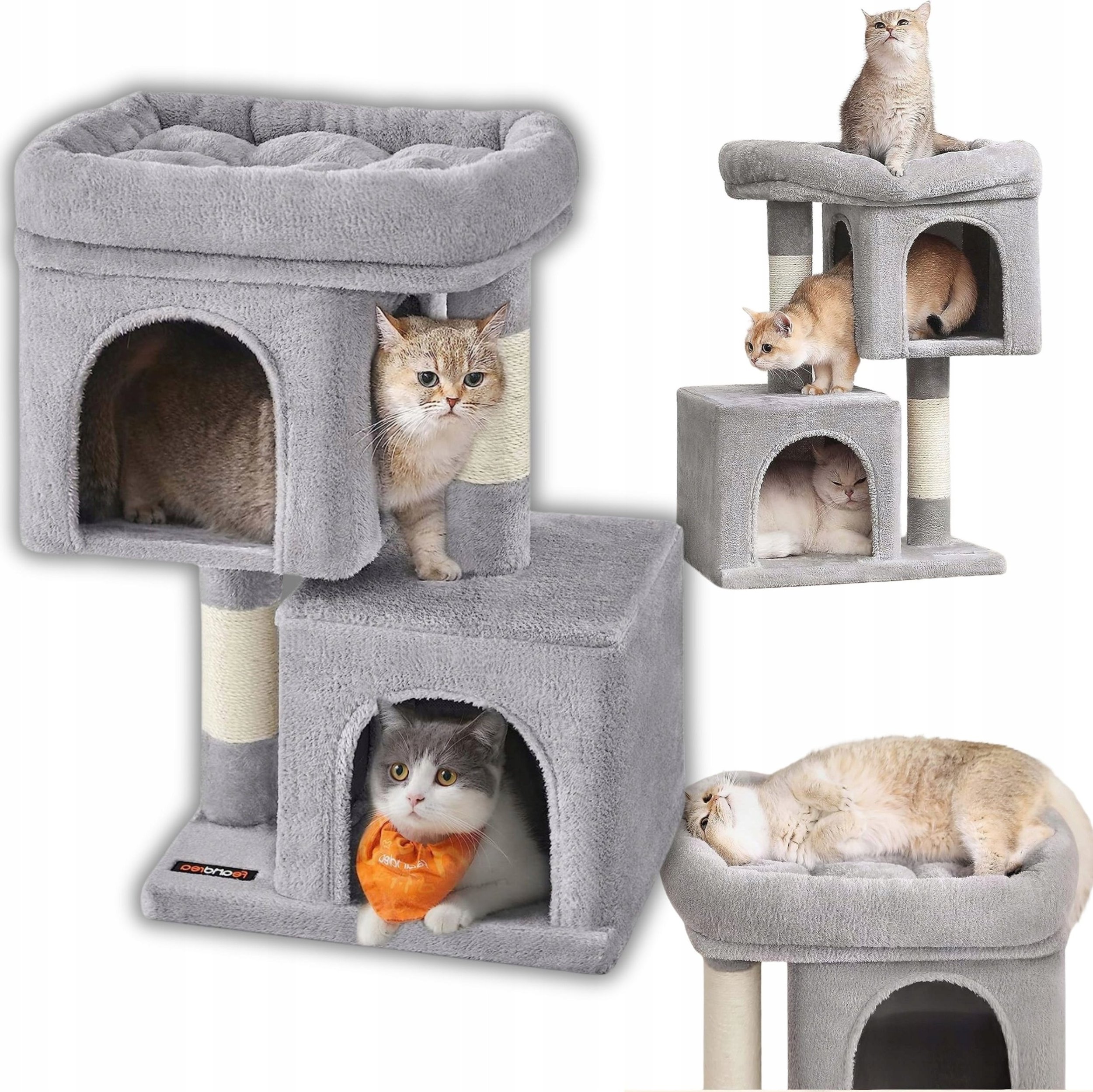 DRAPAK DLA KOTA MAŁY LEGOWISKO JASKINIA SŁUPEK DOMEK LEŻAK 2 POZIOMY 67cm