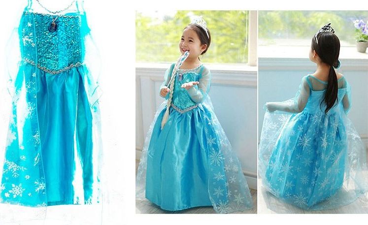 Ikonka Kostium Elsa Kraina Lodu niebieska sukienka 120cm