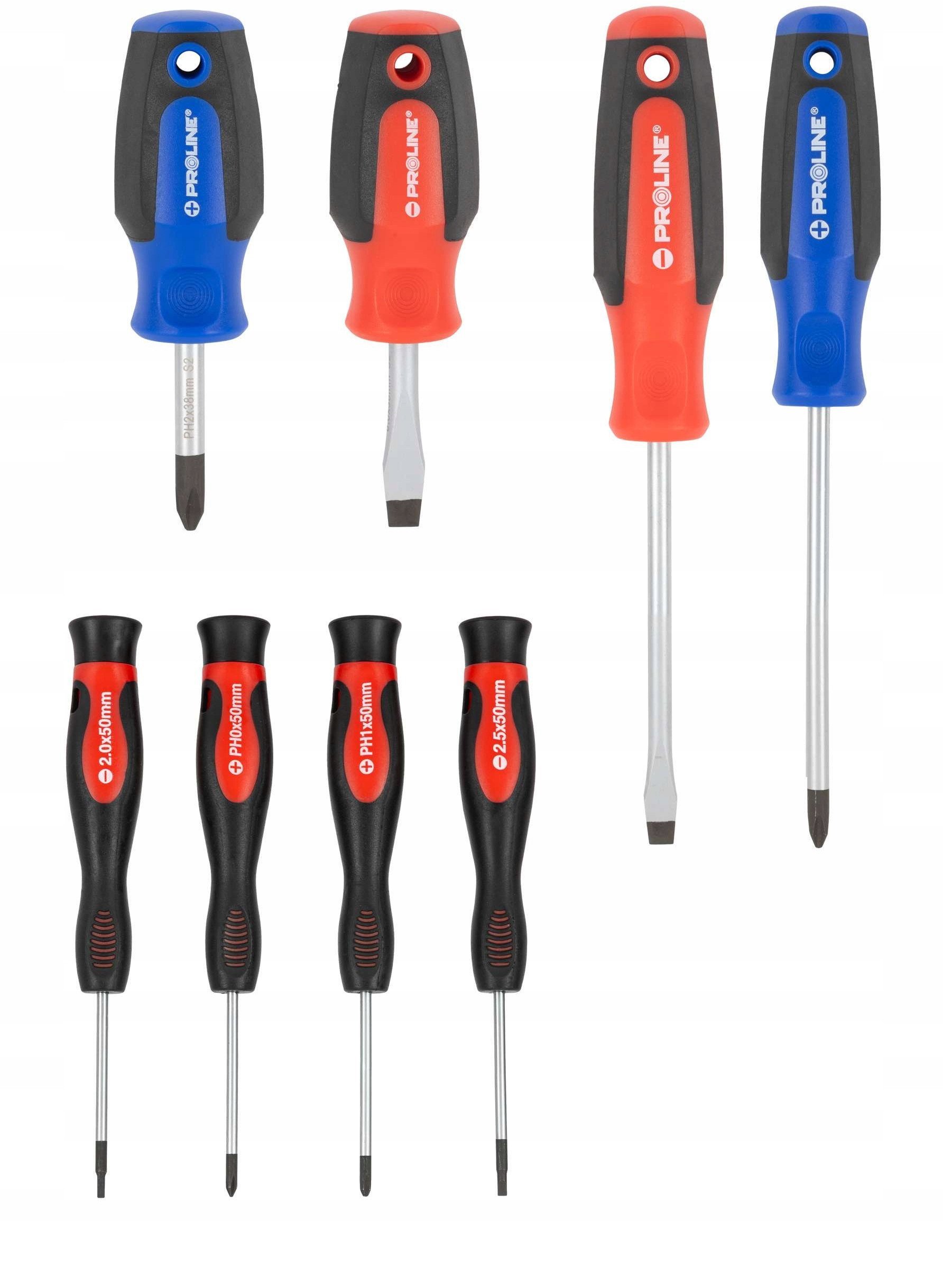 Zestaw wkrętaków 8 szt., soft-touch, s2, magnes, proline