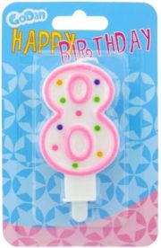 GoDan Świeczka urodzinowa cyferka 8 z kropeczkami