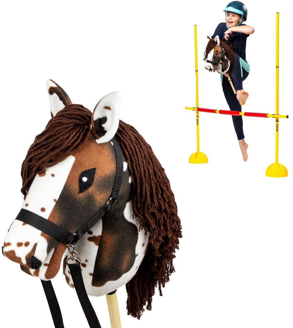 Zestaw Skippi - Hobby Horse Gniado - srokaty i przeszkoda do skakania 135 cm
