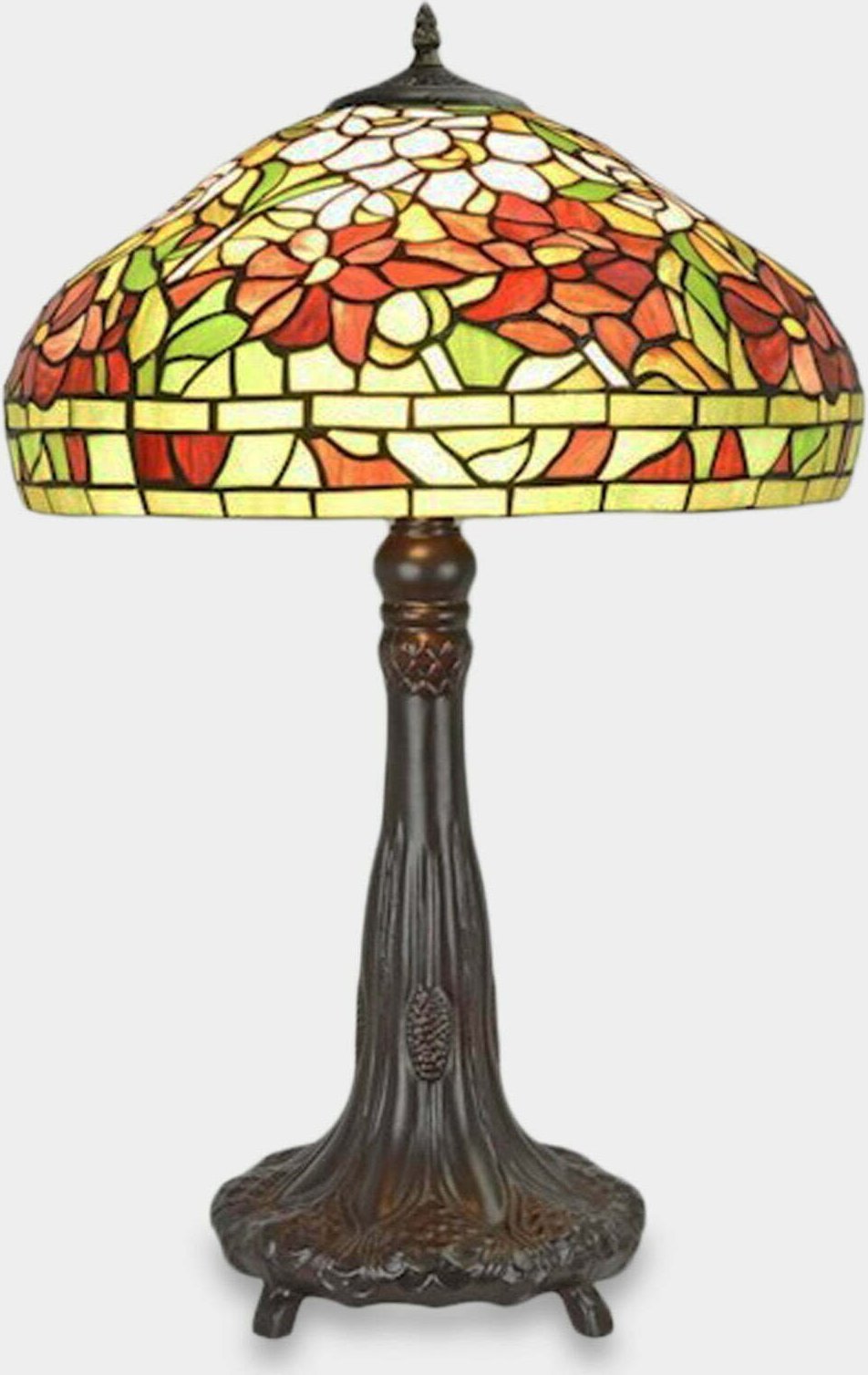 Lampa stołowa rzezbyzbrazu Lampa Witrażowa w Stylu Tiffany Czerwone Kwiaty
