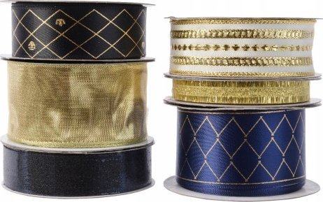 Kaemingk Wstążka ozdobna dekoracyjna świąteczne wzory mix