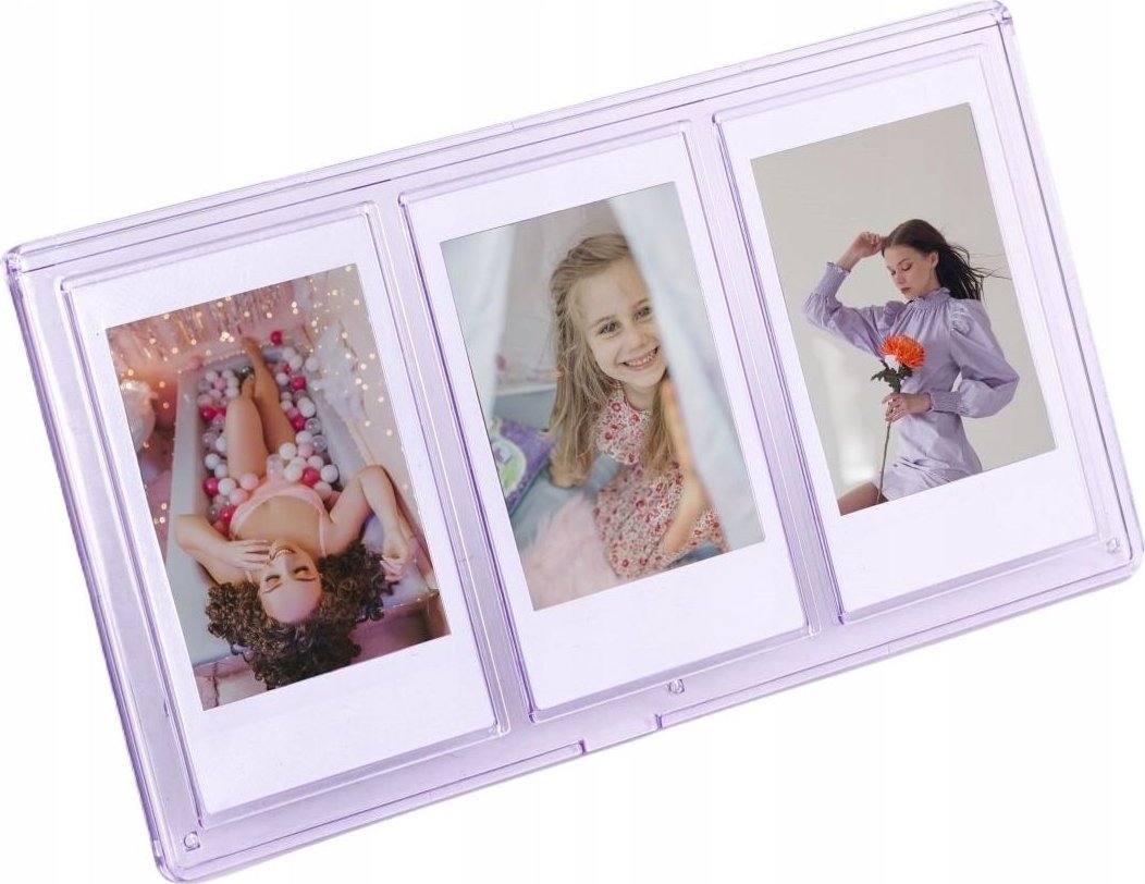 Ramka LoveInstant Ramka Stojąca Na 3 Zdjęcia Do Aparatów / Drukarek Drukujących Na Papierze Zink / Fuji Instax Mini - Fioletowa