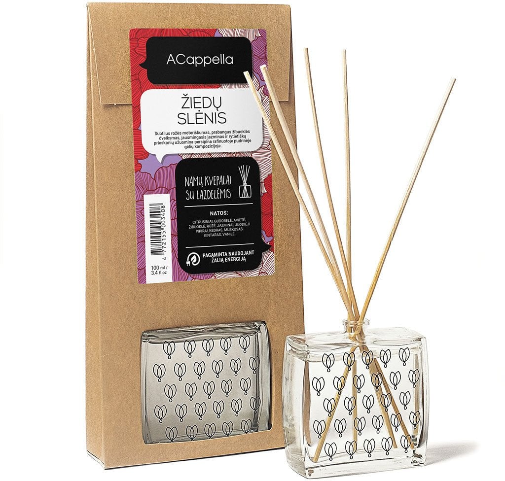 Namų kvapas su lazdelėmis ACappella Žiedų slėnis, 100 ml