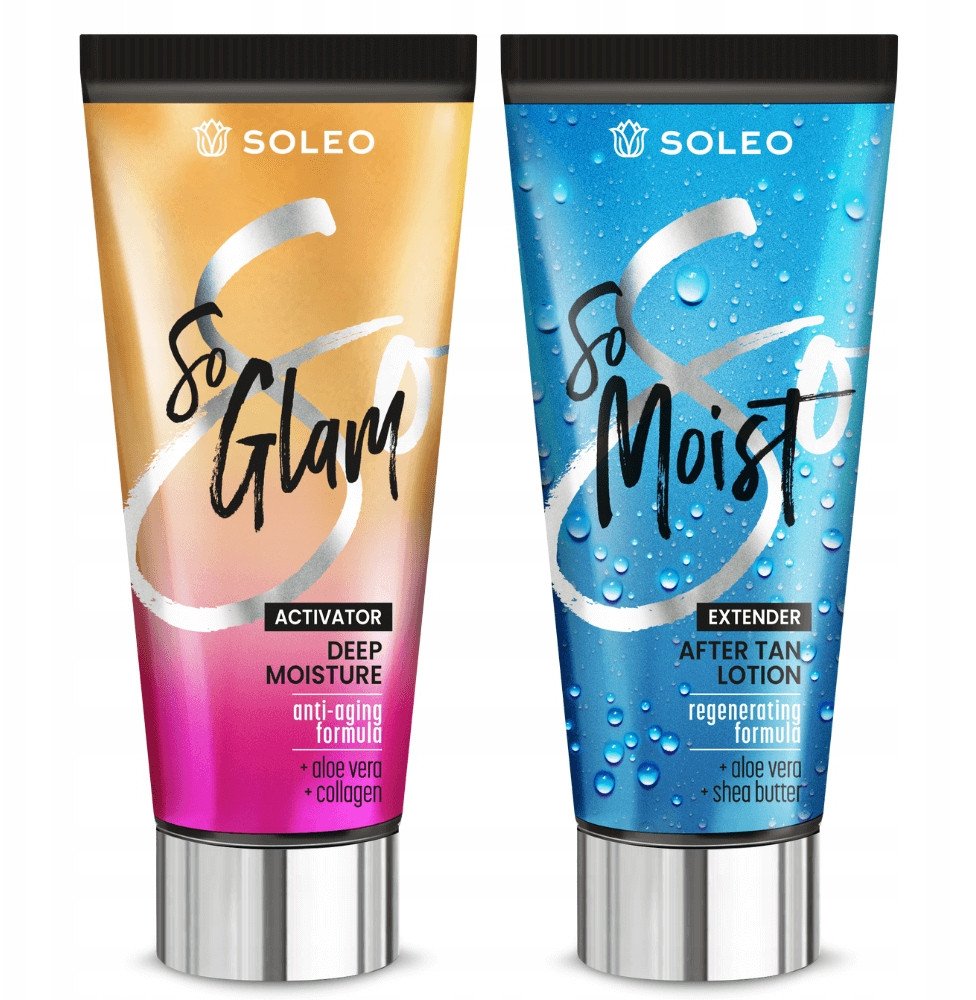 SOLEO SO GLAM 150ml PRZYSPIESZACZ OPALANIA + BALSAM PO OPALANIU 150ml