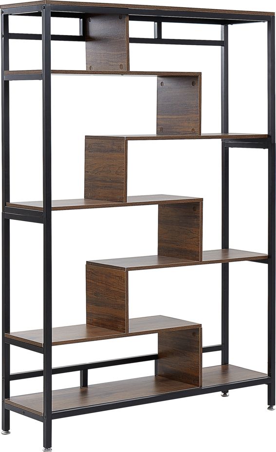 Beliani Regał 6 półek ciemne drewno DAVEN