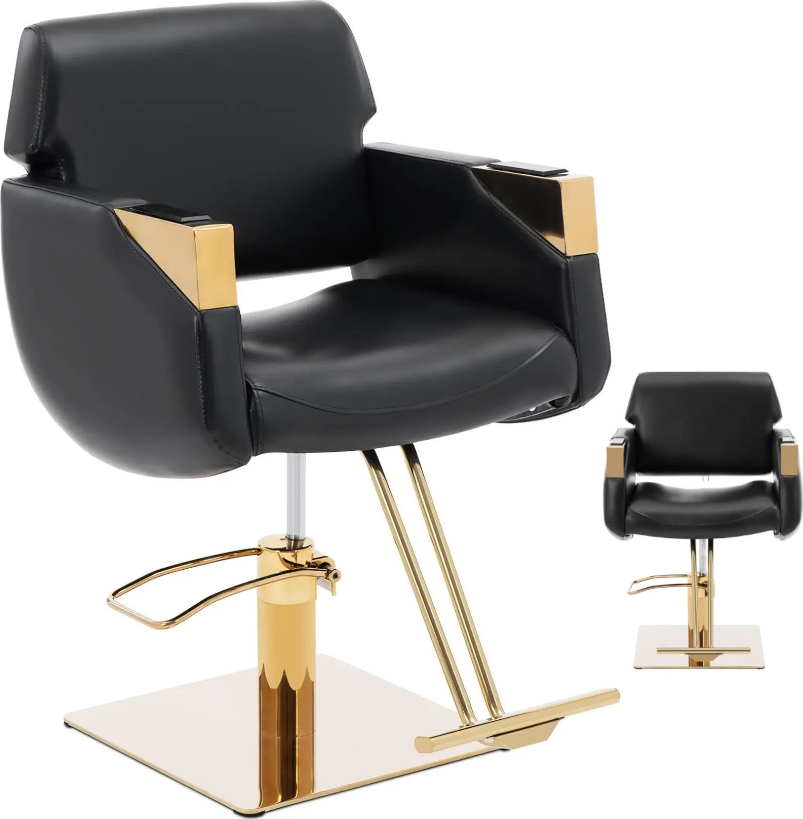 Physa Fotel fryzjerski barberski kosmetyczny z podnóżkiem Physa PENRYN - czarno złoty Fotel fryzjerski barberski kosmetyczny z podnóżkiem Physa PENRYN
