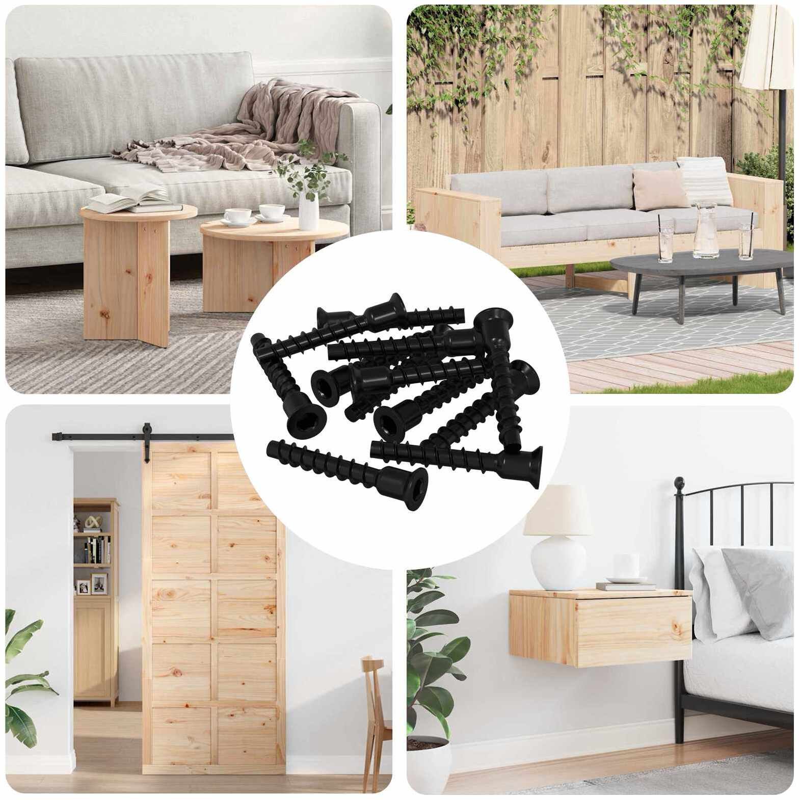 vidaXL Śruba z gniazdem i główką sferyczną 3072 pcs Czarny 10 x 40 mm