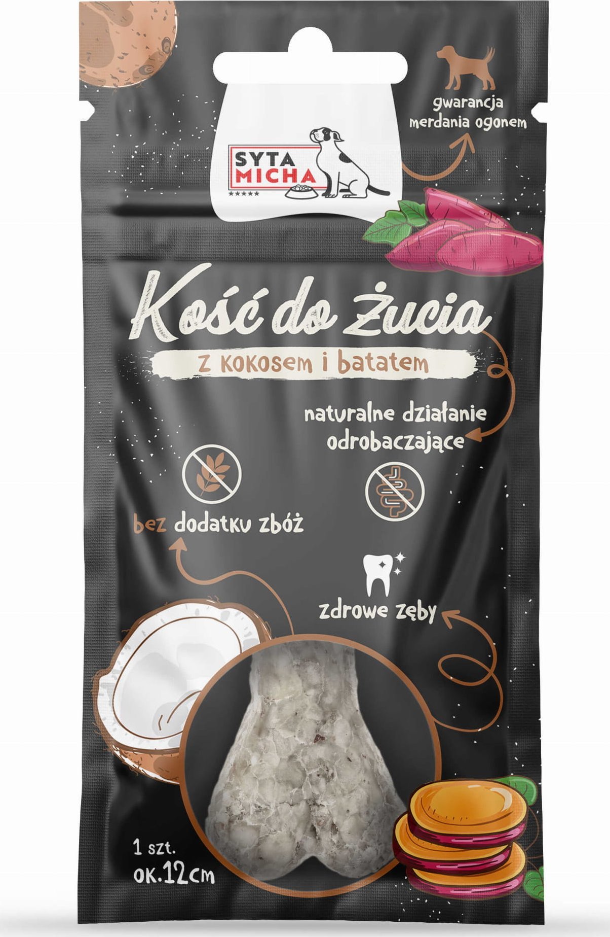 Syta Micha SYTA MICHA Kość do żucia dla psa z kokosem i batatem 12cm