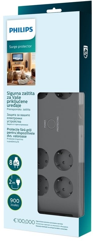 Listwa zasilająca Philips Listwa zasilająca z ochroną przeciwprzepięciową SPN3180A