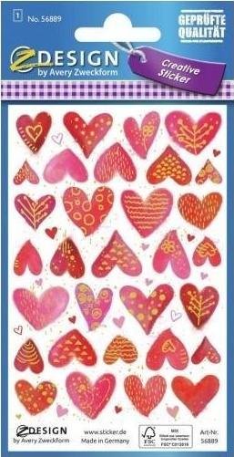 Zdesing Naklejki papierowe wytłaczane - Serca