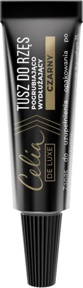 Celia De Luxe tusz do rzęs pogrubiająco-wydłużający w tubce/ zapas do uzupełnienia Czarny 5g