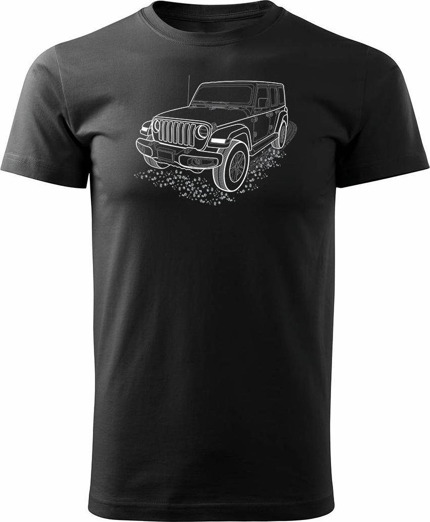 Topslang Koszulka Jeep Wrangler Rubicon z samochodem Jeep Wrangler męska czarna REGULAR r. XL