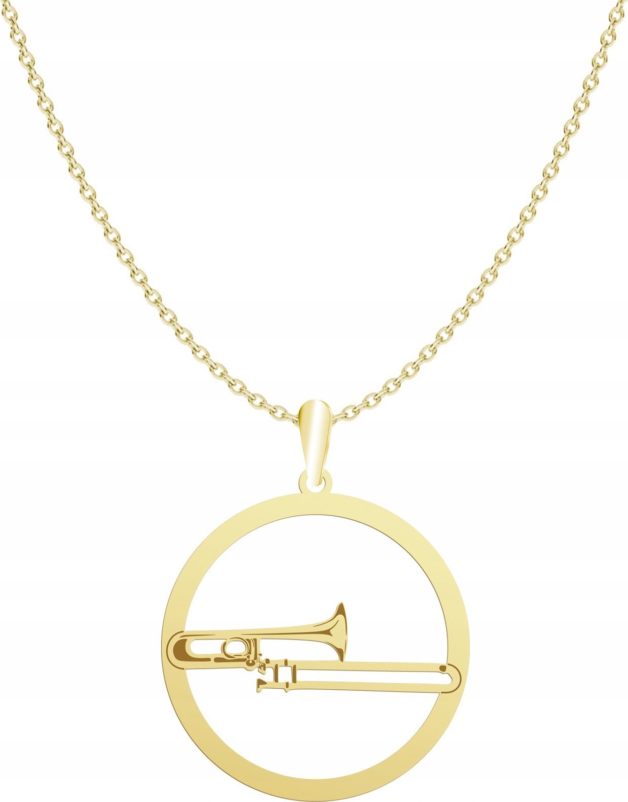 Radziszewska Jewellery Naszyjnik Złoty z Puzonem Łańcuszek Srebro 925 Prezent GRAWER GRATIS