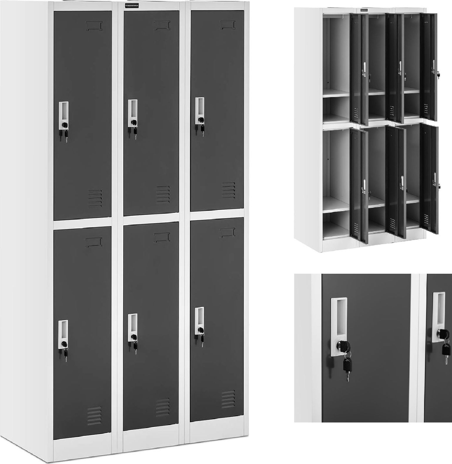 Fromm & Starck Szafa skrytkowa ze schowkami socjalna metalowa do szatni 6 skrytek na klucz Szafa skrytkowa ze schowkami socjalna metalowa do szatni 6