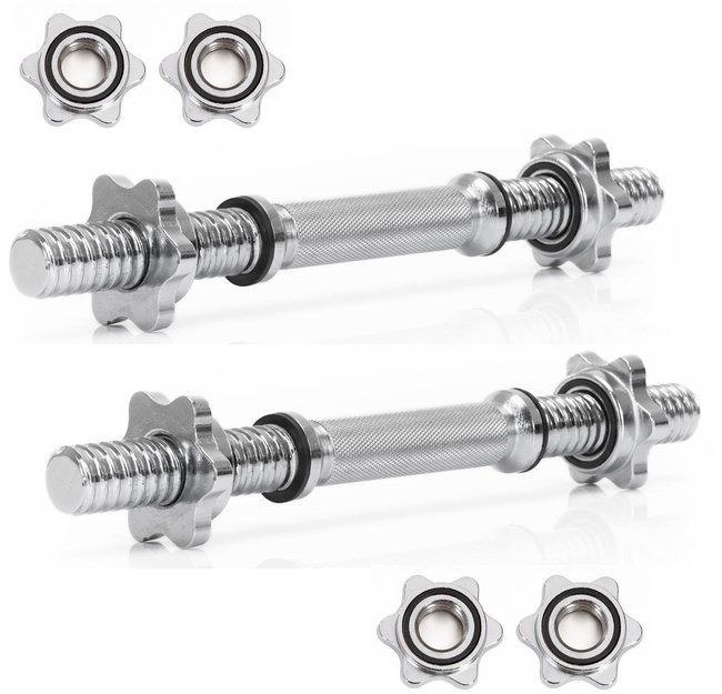 Gryf krótki 36 cm do hantli z zaciskami zestaw 2 szt. gwintowane śr. 28 mm stal chromowana UNIWERSALNY