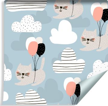 Muralo Tapeta Dla Dzieci - Kotki i Baloniki