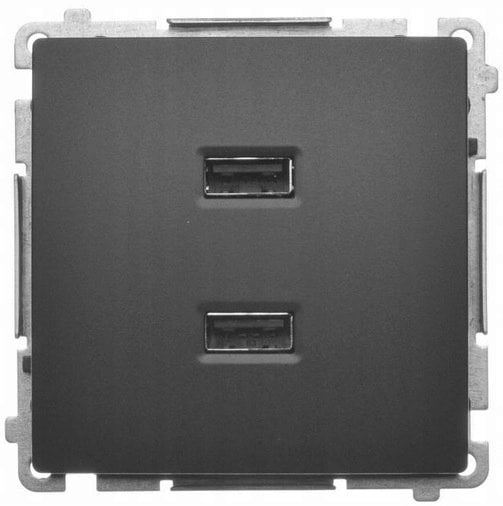 Simon Basic Ładowarka 2 x USB (moduł), 2.1 A, 5V DC, 230V czarny BMC2USB.01/49