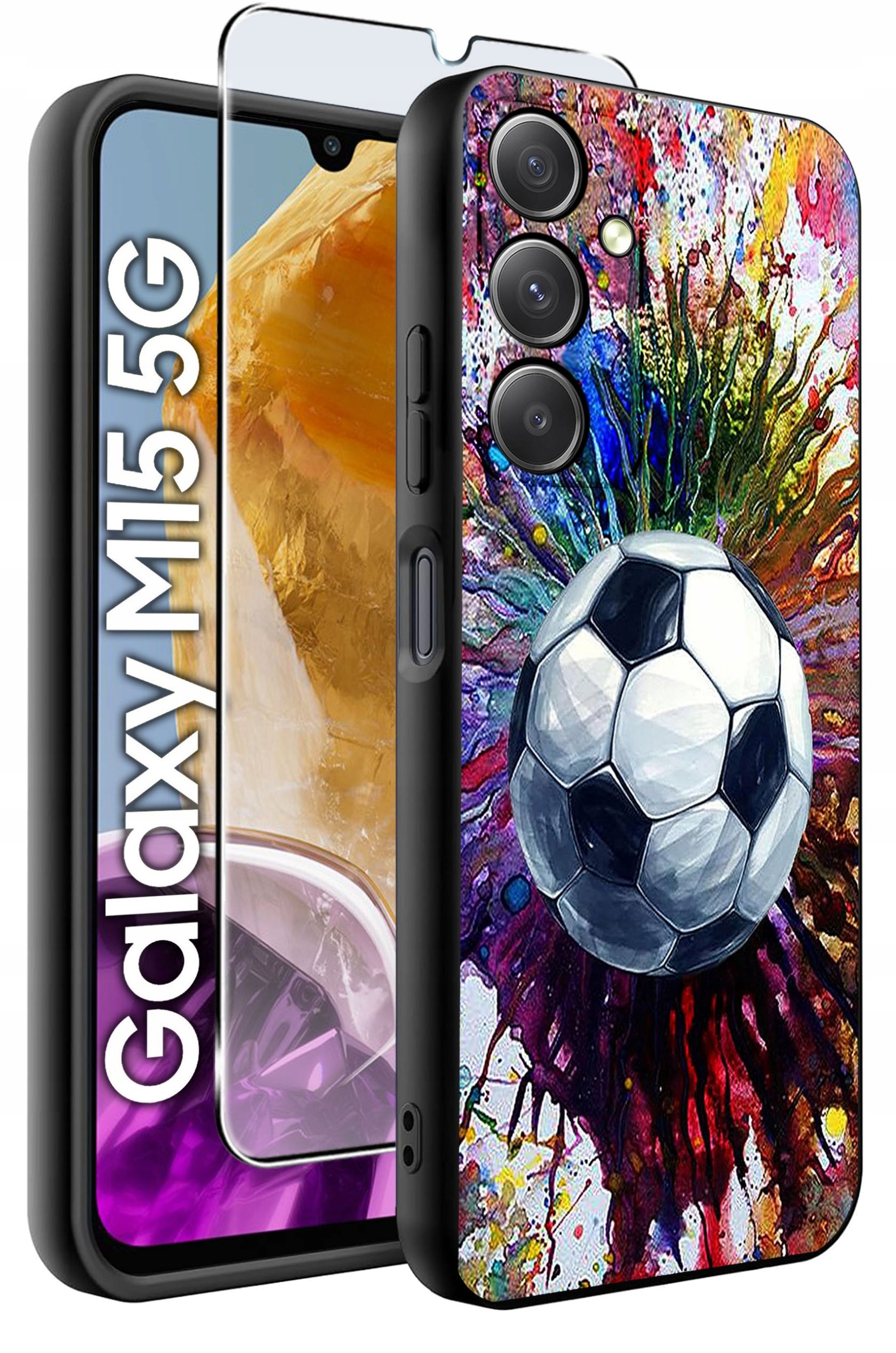 ETUI do Samsung M15 5G WZORY | SILIKONOWE MATT CASE + SZKŁO HARTOWANE 9H