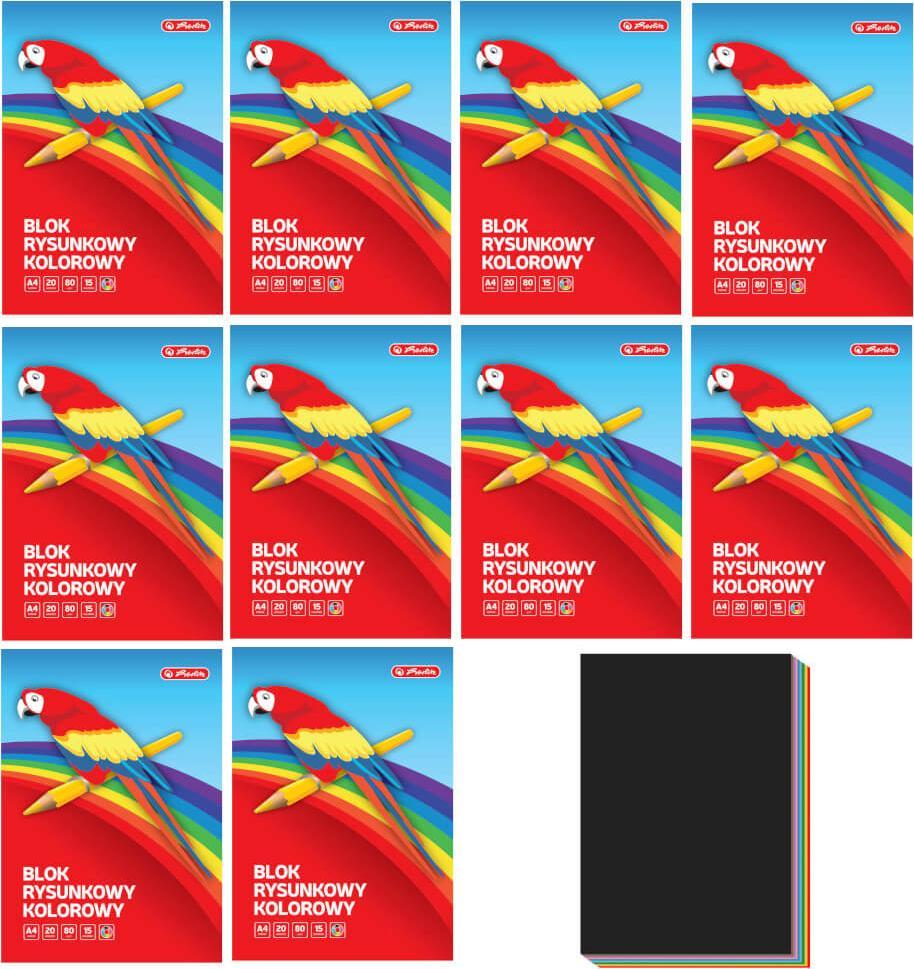 Herlitz Blok rysunkowy kolorowy A4 20k 80g/m2 HERLITZ 10sz