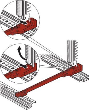 SCHROFF Szyna prowadząca SCHROFF, typ standardowy, z przyłączem DIN, tworzywo sztuczne, 160 mm, szerokość rowka 2 mm, czerwona, 1 para