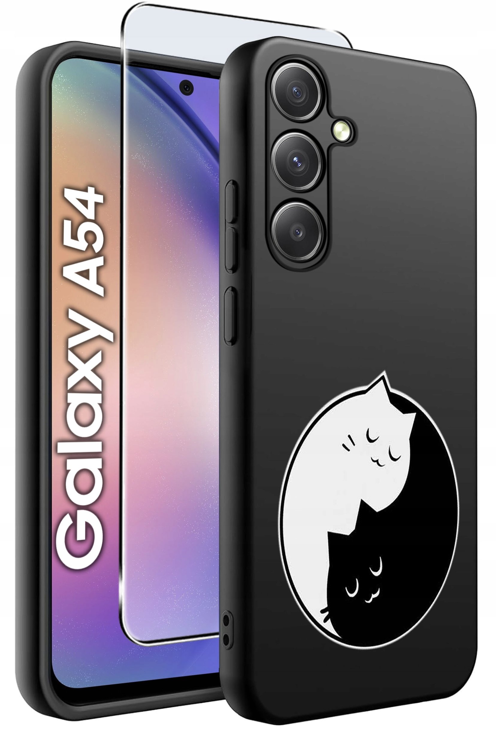 ETUI do Samsung A54 5G WZORY | SILIKONOWE MATT CASE + SZKŁO 9H