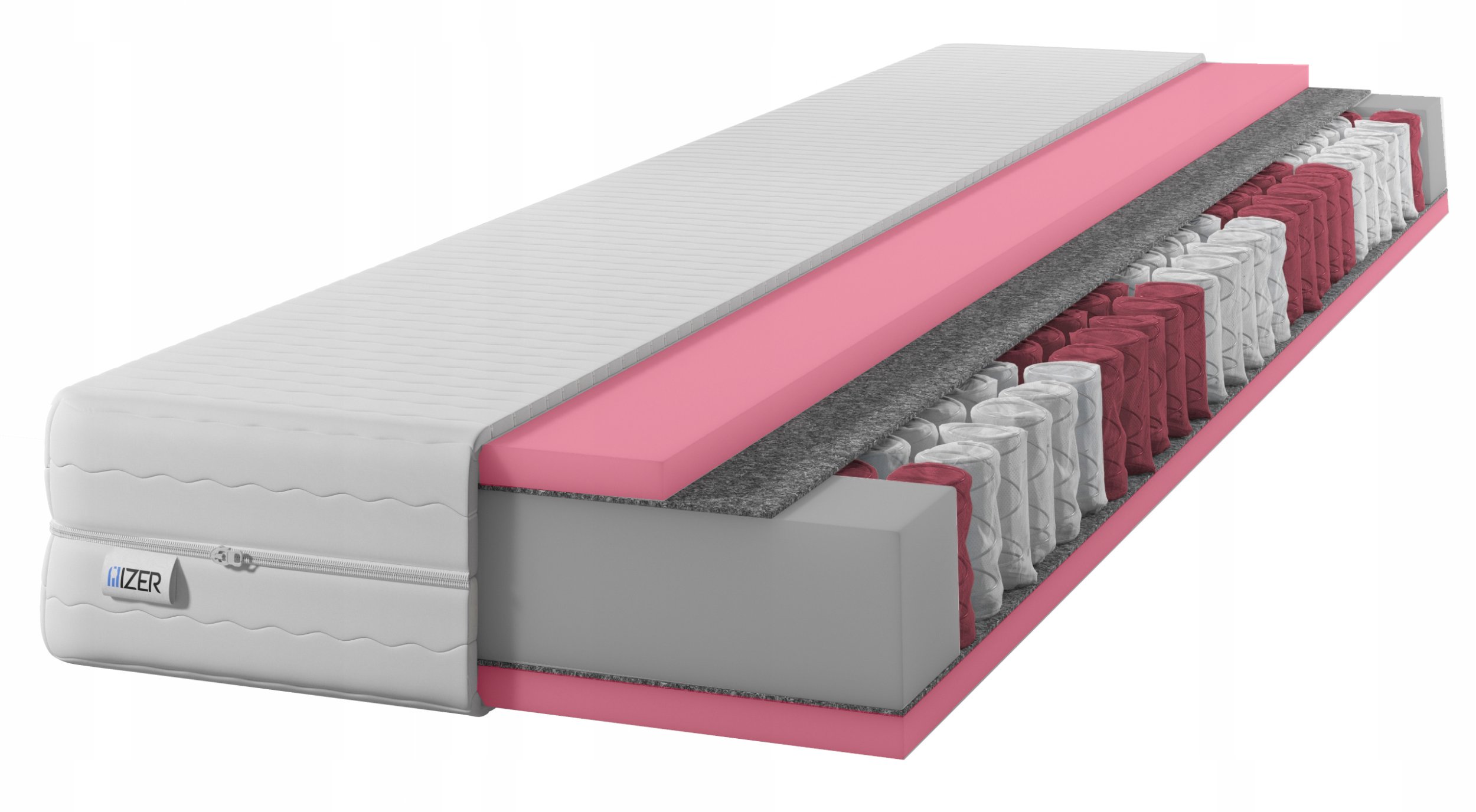 Materac sprężynowy HR GOLD 80x190 21cm | Dwustronny H3/H3 | 7 stref | Rdzeń ze sprężyn kieszeniowych | Pikowany pokrowiec