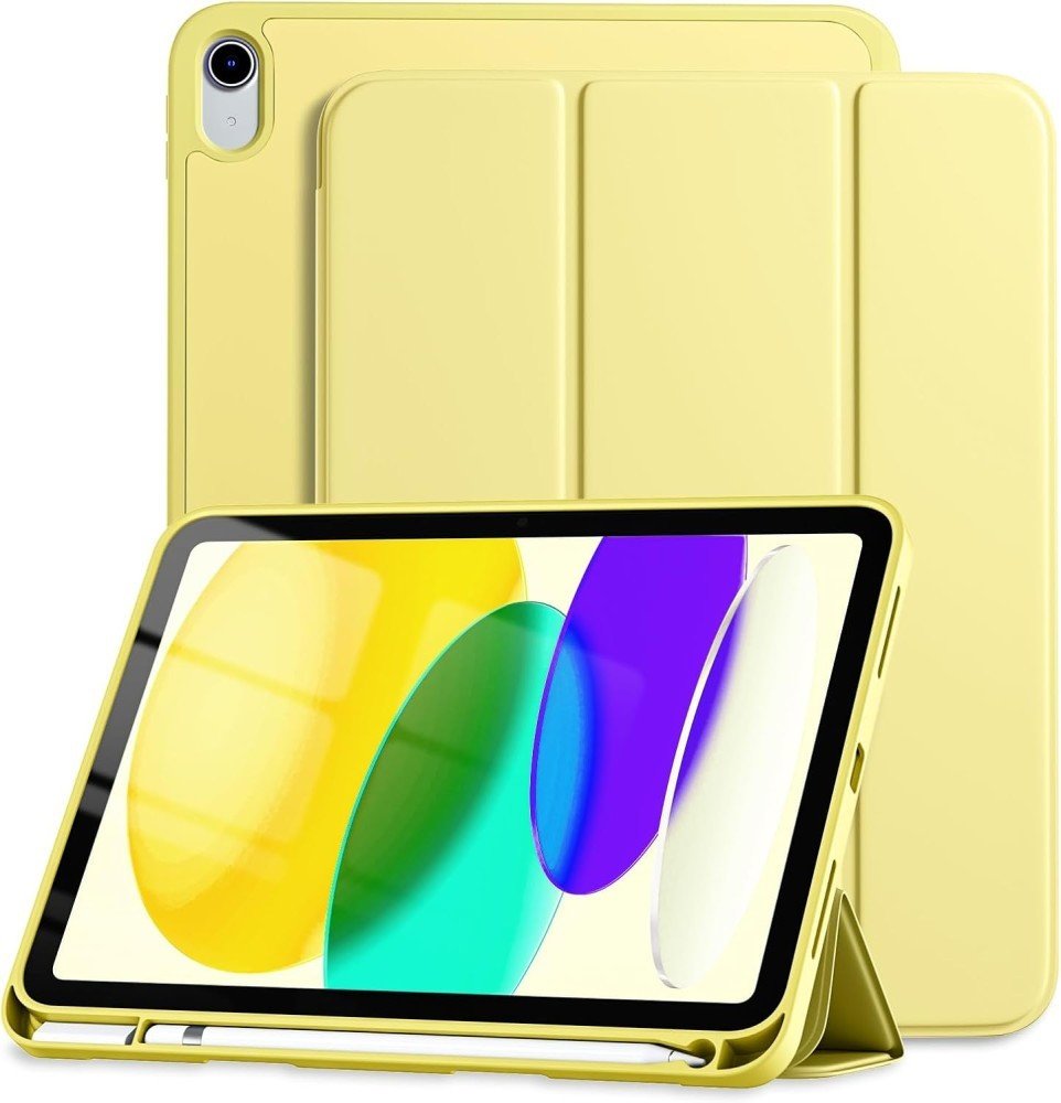 Etui z klapką Supero do Apple iPad 10.9 2022/11 2025 Smart Pencil, żółte
