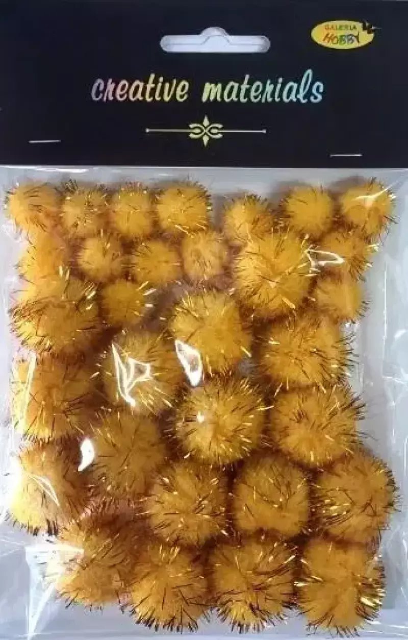 Pompony glitter złote 15x25mm 30szt