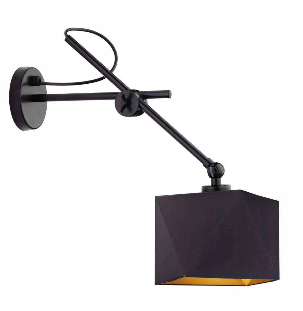 Nowoczesny kinkiet ścienny z regulowanym ramieniem góra-dół TIRANA GOLD lampa ścienna z abażurem w stylu glamour