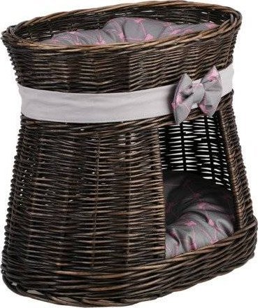 WickerPL CARI BUDA DLA KOTA LEŻAK DLA ZWIERZĄT DOMEK DLA KOTA Z WIKLINY PIĘTROWY Z PODUSZKAMI 50X40 H45 CM